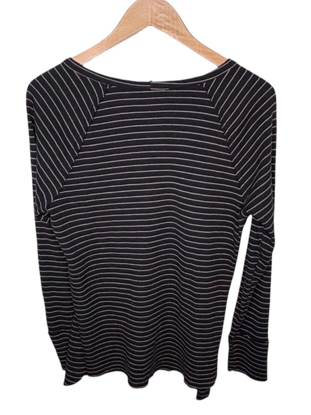Cut Loose Black White Striped Waffle Knit Long Sleeve Top Women Size L - Picture 5 of 5